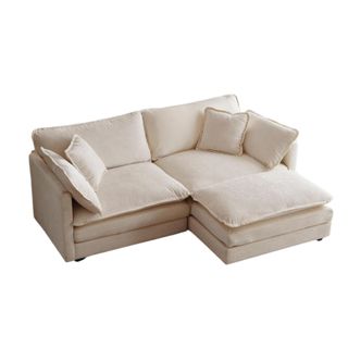 White cloud couch dupe with ottoman