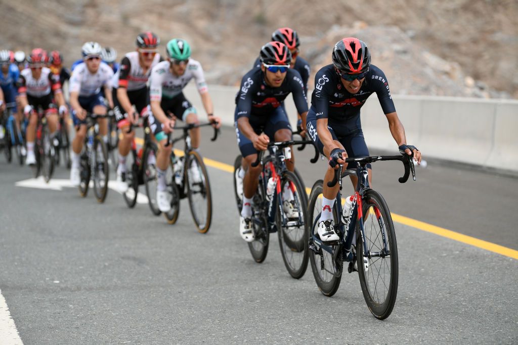 Ineos Grenadiers lead the chase on the final climb