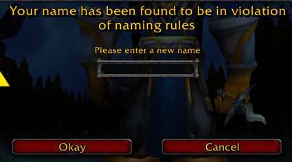 Beta testers must change the name of their transferred characters. Here we changed the name of Ganden, our level 60 warrior from Medivh, to Gandena. Yes, we were lazy.