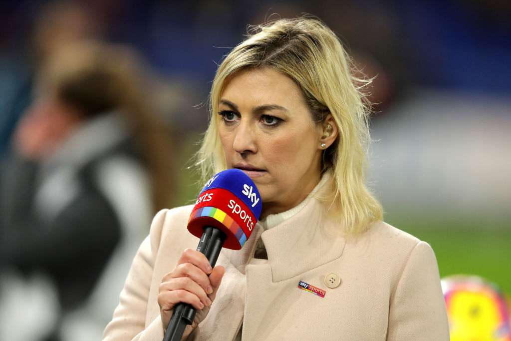 Sky Sports news presenter, Kelly Kates speaks ahead of the Premier League match between Cardiff City and Wolverhampton Wanderers at Cardiff City Stadium on November 30, 2018 in Cardiff, United Kingdom.