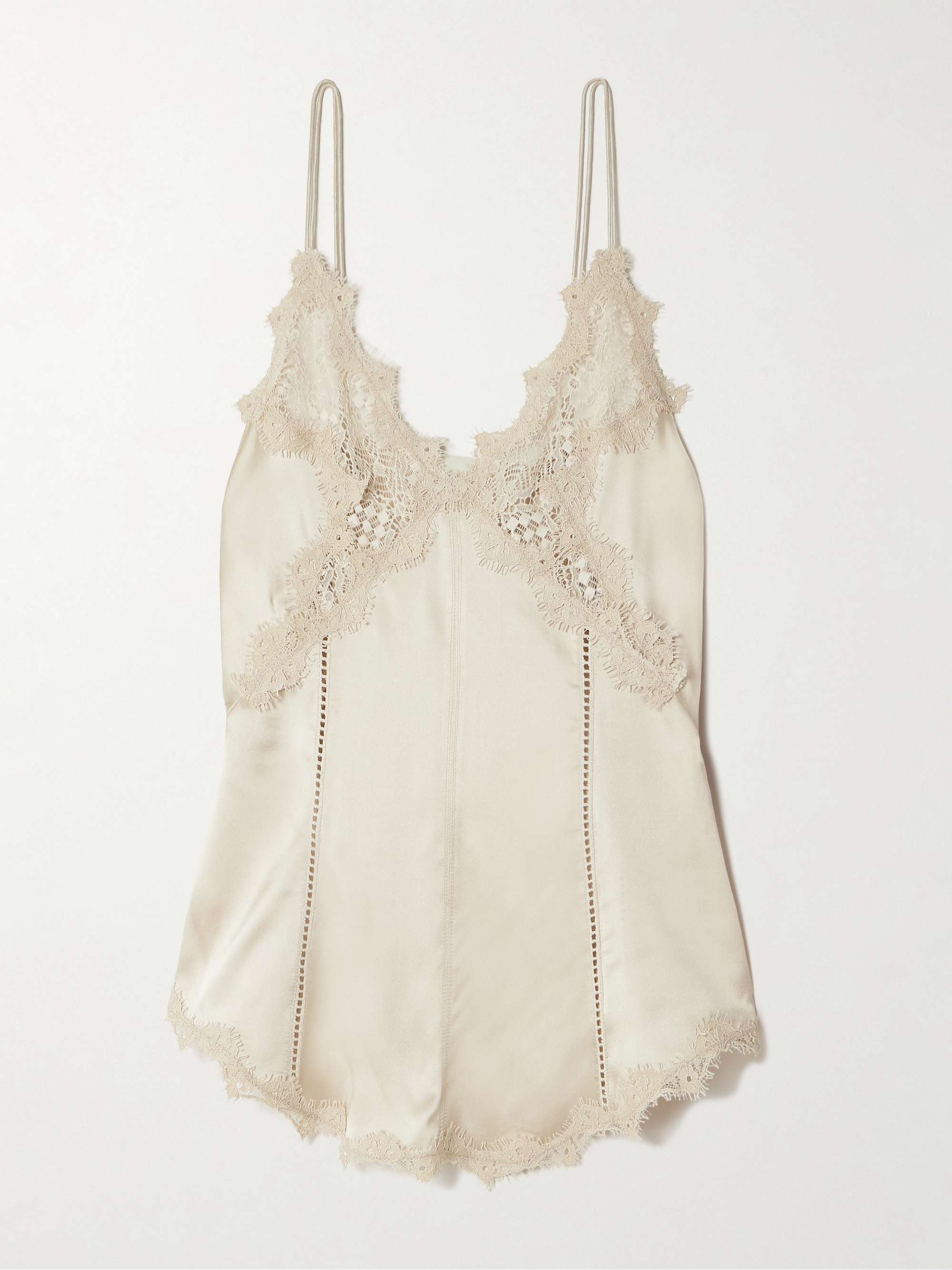 Diandra Lace and Pointelle-Trimmed Silk-Blend Satin Camisole