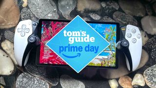 PlayStation Portal device on a table with a Tom's Guide Prime Day deal tag