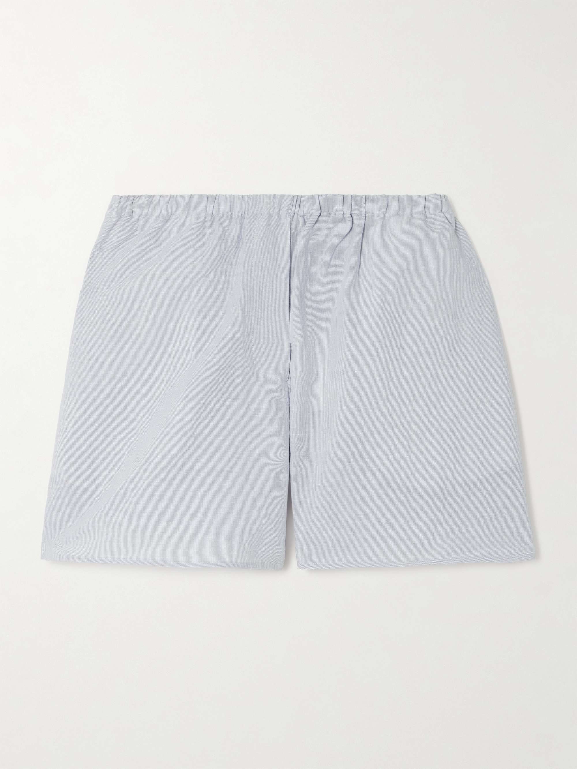 Jana Striped Cotton and Linen-Blend Shorts