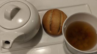 broth and a bread roll for dinner at Vivamayr clinic in austria