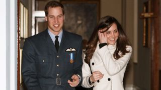 Prince William and his girlfriend Kate Middleton arrive at the Central Flying School at RAF Cranwell where Prince William received his RAF wings in a graduation ceremony, Sleaford on April 11, 2008 in Lincolnshire, England.