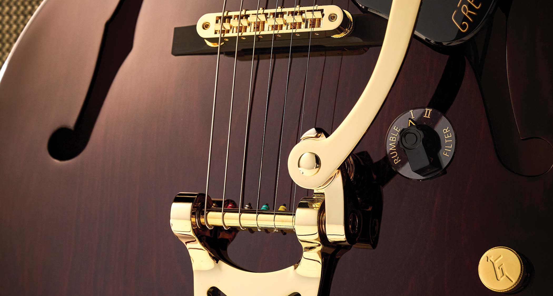 Gretsch Limited Edition Abbey Road RS201 Studiomatic: A tie-up between Abbey Road Studios and Gretsch featuring a recording-aimed circuit inspired by the studios&amp;rsquo; Rumble Filter