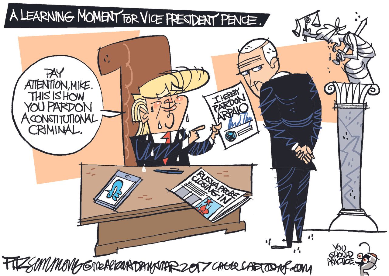 Political cartoon U.S. Trump Arpaio pardon