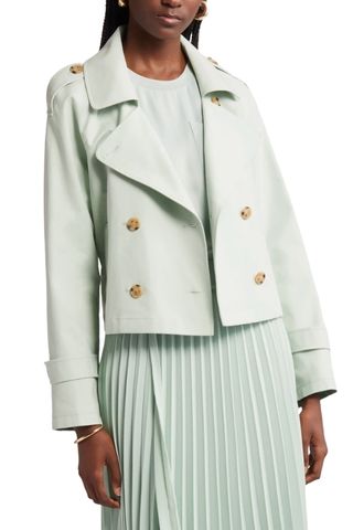Crop Stretch Cotton Trench Coat