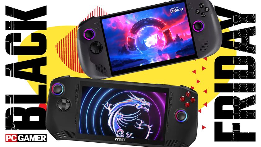 Two handhelds on a yellow background with the words &#039;Black Friday&#039; down the side.