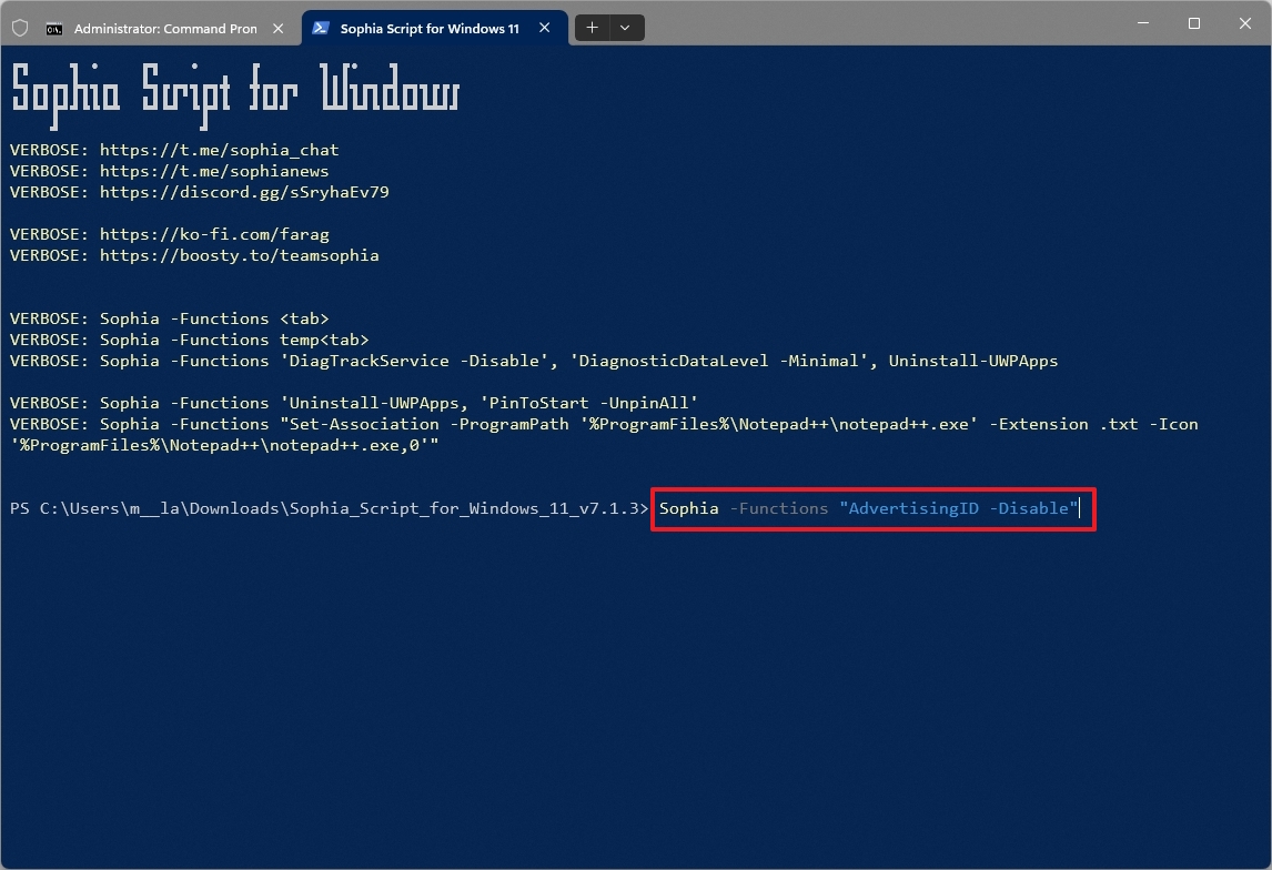 Sophia run specific function