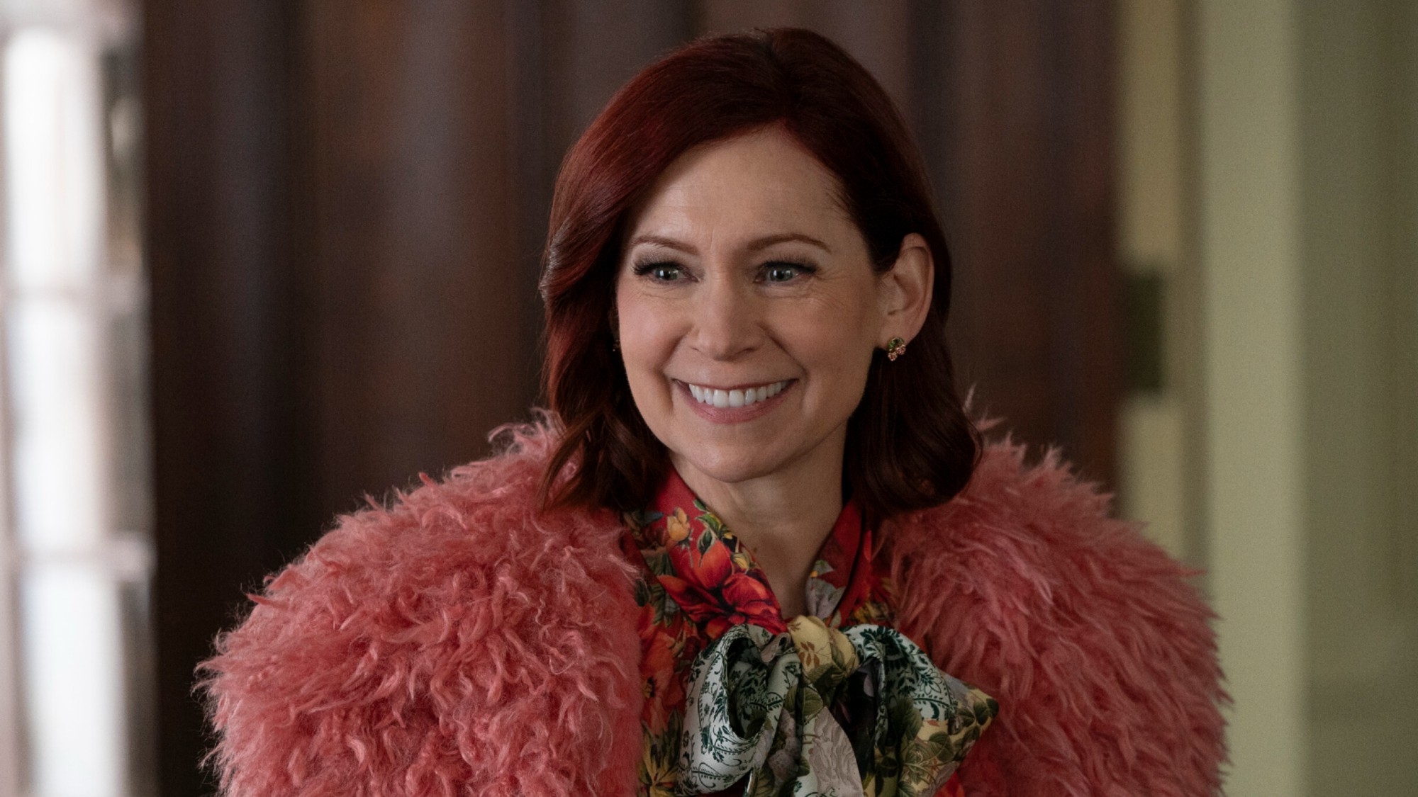 Carrie Preston as Elsbeth Tascioni smiling on Elsbeth.