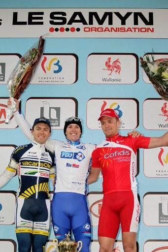 Le Samyn podium (l-r): Kris Boeckmans (Vacansoleil - DCM), Arnaud D&eacute;mare (FDJ-BigMat), Adrien Petit (Cofidis)