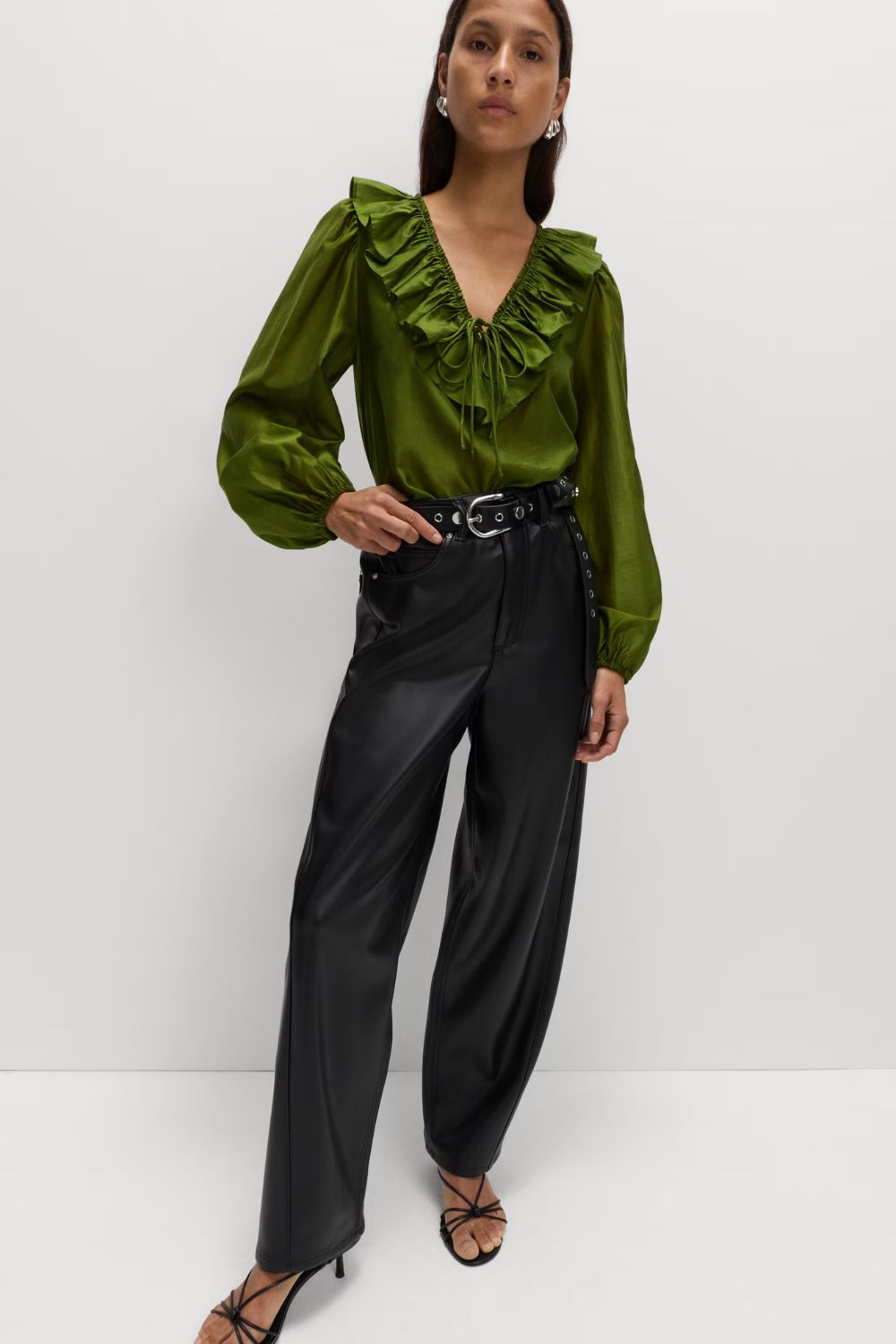 M&amp;amp;S Leather Look Carrot Leg Trousers