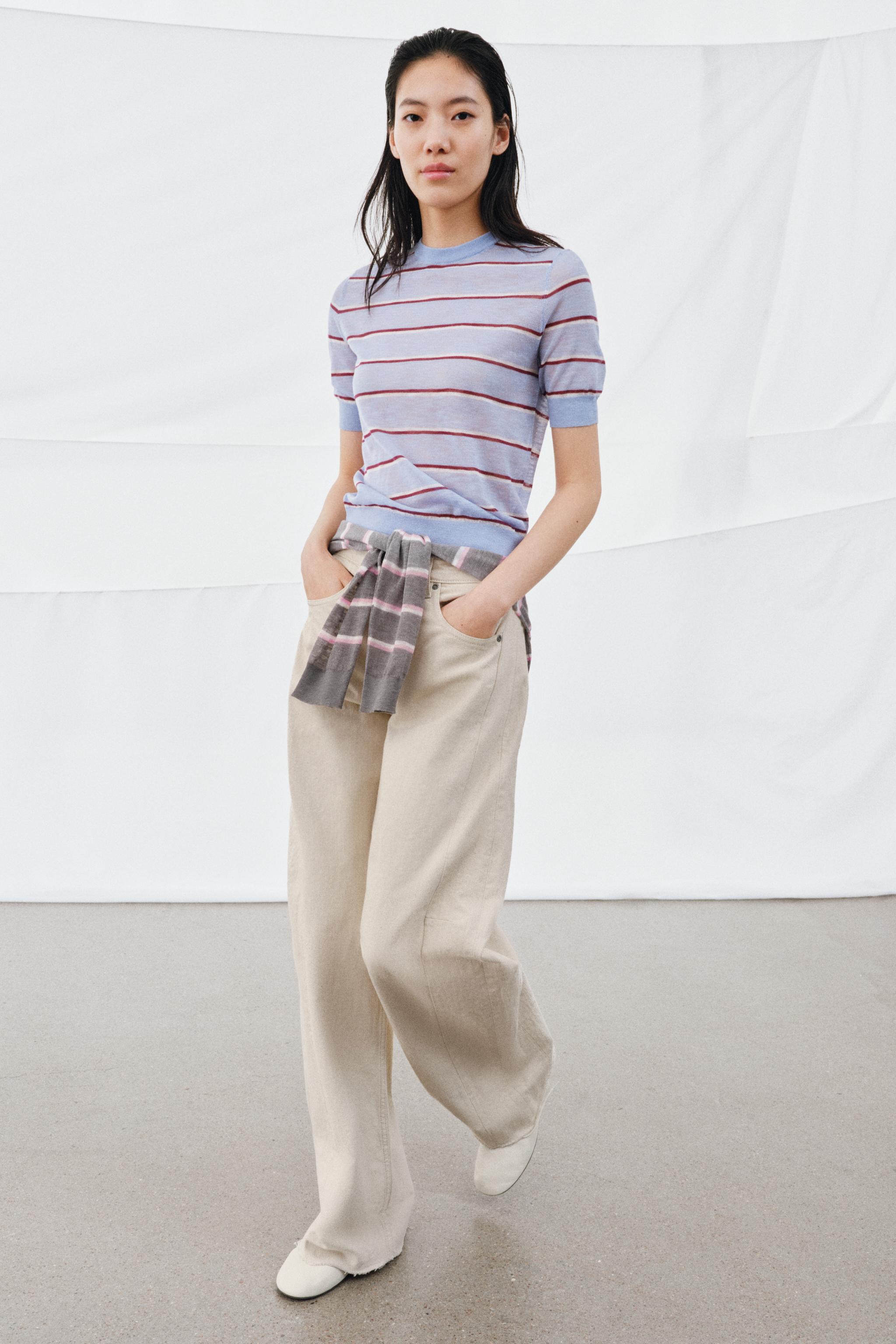Extra-Fine Wool Striped Top