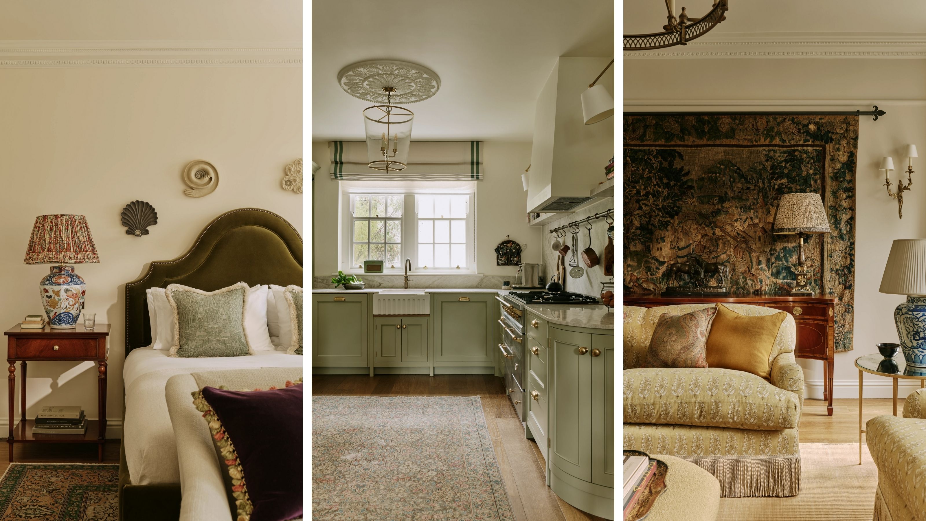 a trio of images of a traditional english london townhouse 