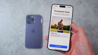 A photo of the Photographic Styles page of the Apple iPhone 15 Pro Max in hand