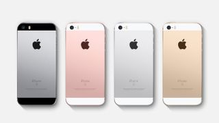 The color range for the iPhone SE, including gold on the far right