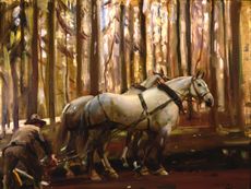 'A Grey Team and Forest of Dreux', Alfred Munnings (1918), Beaverbrook Collection of War Art at the Canadian War Museum Ottawa, www.warmuseum.ca.