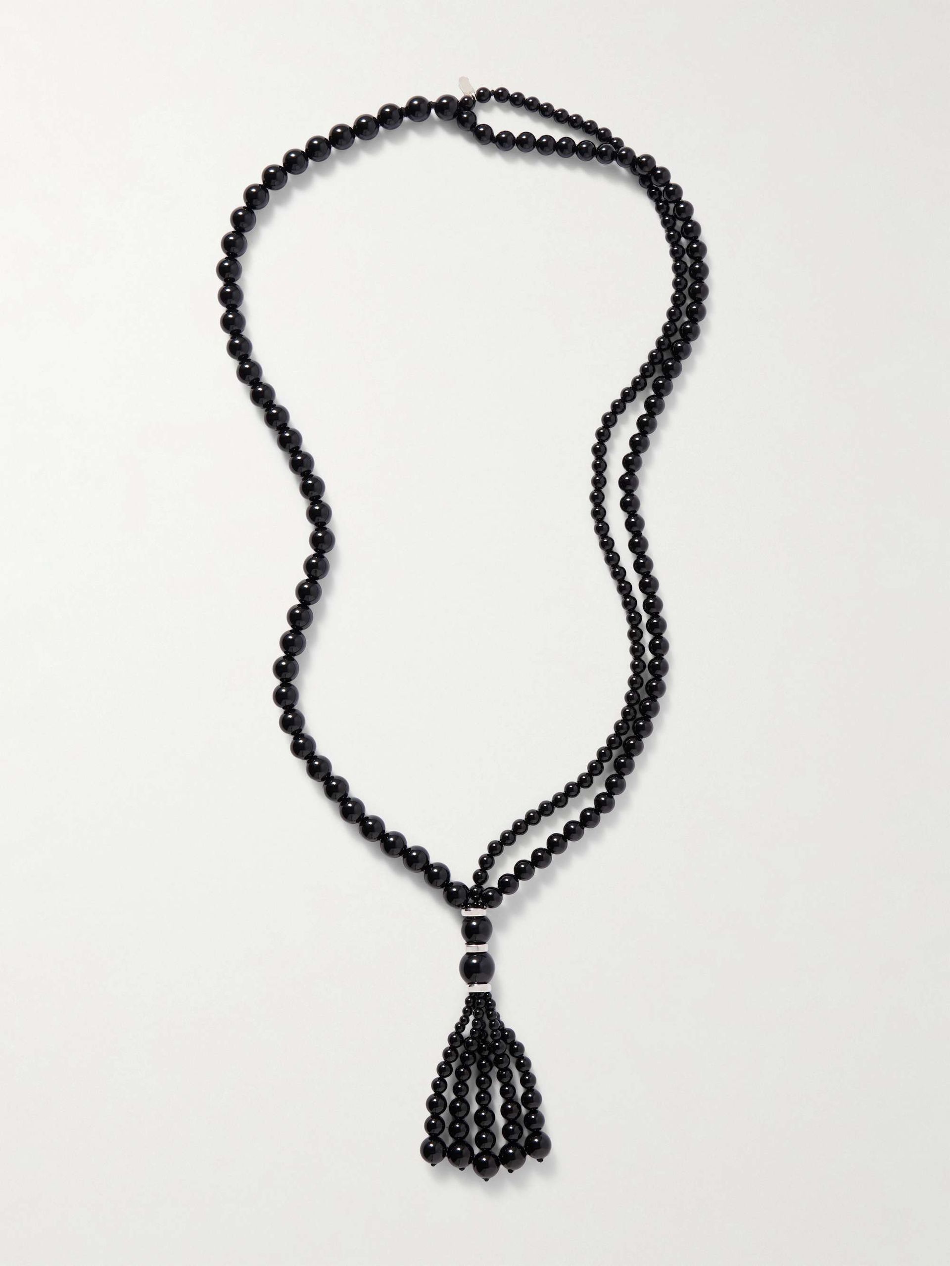 Venice Opera Tasseled Onyx and Silver Necklace
