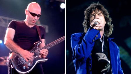 Left&ndash;Guitarist Joe Satriani performs on stage at the World Music Theater in Tinley Park, Illinois, September 3, 1998; Mick Jagger performs at Oakland Coliseum on October 28, 1994 in Oakland California