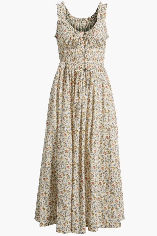 DÔEN, Emmaretta Floral Pleated Cotton Voile Maxi Dress