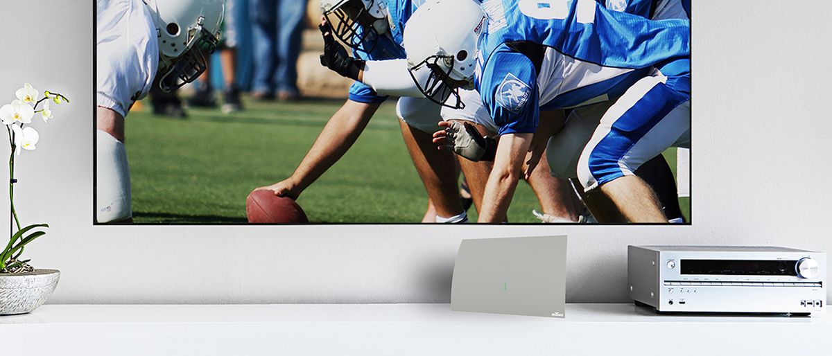 Mohu Gateway Plus HDTV Indoor Antenna on shelf