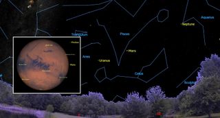 After a long anticipated wait, Mars will finally reach opposition on Tuesday, Oct. 13, 2020, its closest approach to Earth until 2035. The sky on opposition night will feature the bright planets Jupiter, and Saturn in early evening, and the moon and Venus before dawn. Look for very bright reddish Mars in the southeastern sky after dusk. It will climb to its maximum height at about 1 a.m. local time. The Starry Night app will help you locate it.