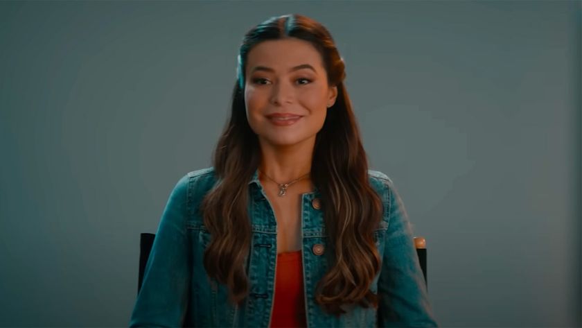 Miranda Cosgrove in a blue jean jacket and dress auditioning for The Honeypot in The Wrong Paris.