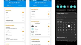 Screenshots showing Calendar Notification on Android