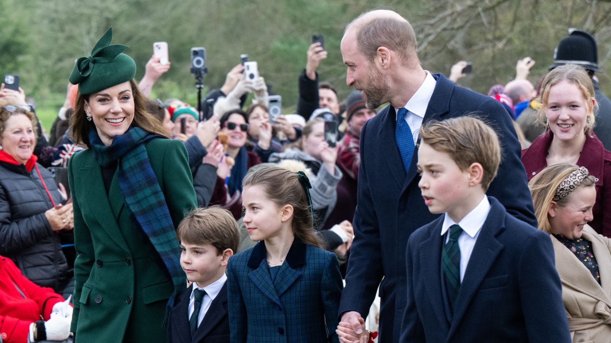 The Wales family walk to church in Sandringham on Christmas Day in 2024