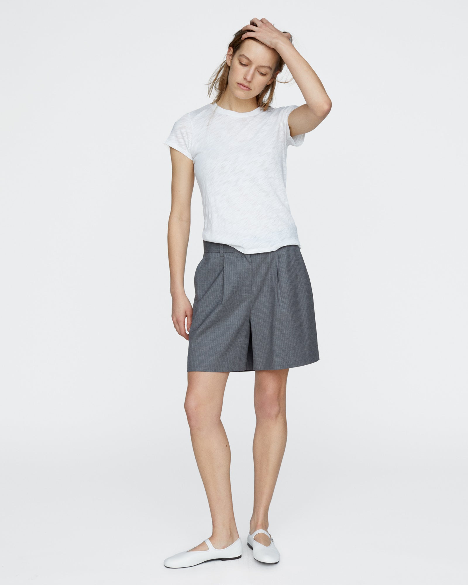 Pinstripe Bermuda Shorts - Medium Heather Grey - Mhg / Medium Heather Grey / 0