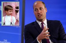 prince William as A Pageboy At The Society Wedding Of Miss Camilla Dunne To The Honourable Rupert Soames At Hereford Cathedral split layour with Prince William speaking during the second Earthshot Prize Innovation Summit in New York City 