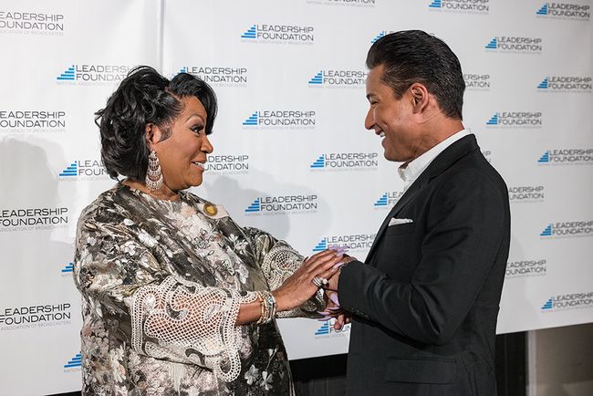 At the NAB Leadership Foundation&rsquo;s &ldquo;Celebration of Service to America&rdquo; awards ceremony in Washington, D.C. (l. to r.): Patti LaBelle, a 2022 Service to America Leadership Award recipient, and host Mario Lopez.