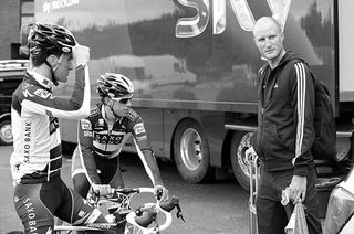 Jonny Bellis chats to Steve Cummings, Tour of Britain 2010, race launch