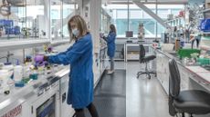 Gilead scientists engaging in research activity in laboratory 