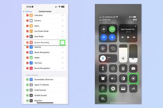 Screenshots showing how to record screen on iPhone