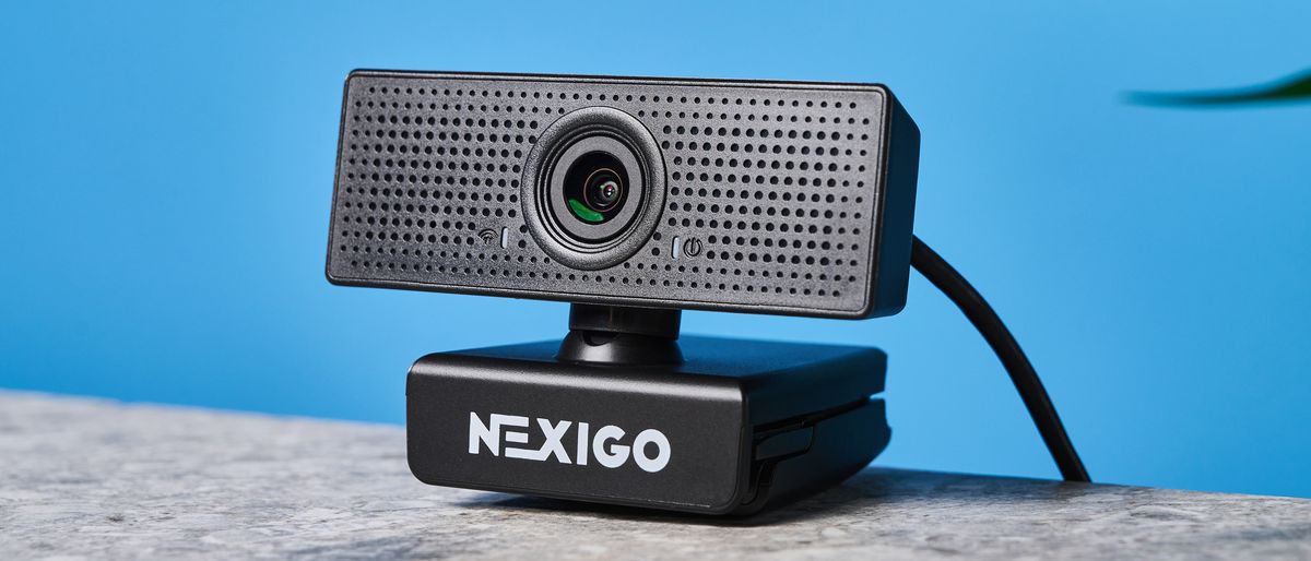 A black NexiGo N60 wired webcam