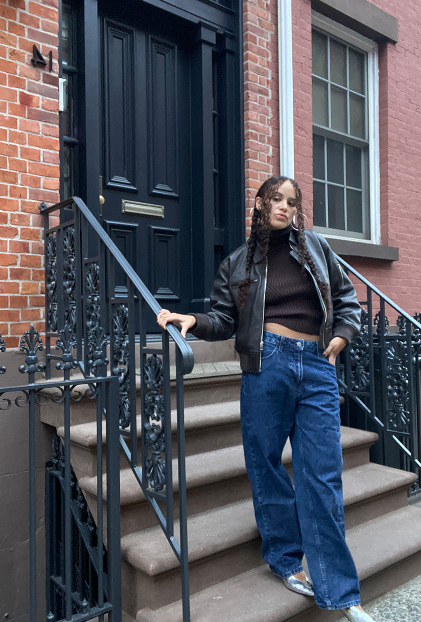 Best leather jackets for spring, shown in a street style photo of a fashion editor