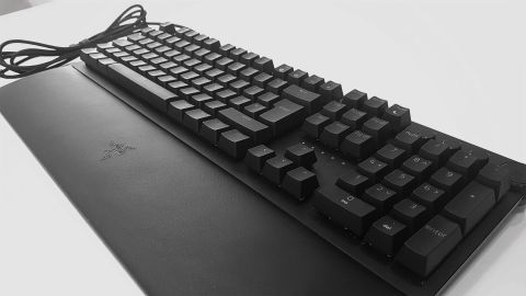 The Razer Huntsman 2 front side angle on white table background