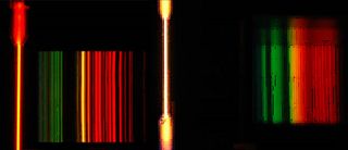 You will see spectral lines similar to these when you point your spectroscope at different light sources.