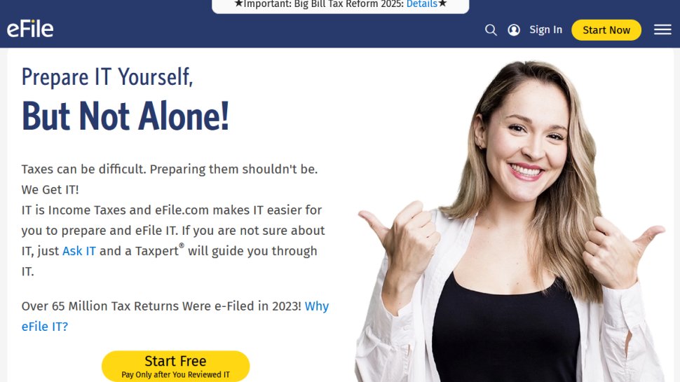 eFile website screenshot (October 2025).