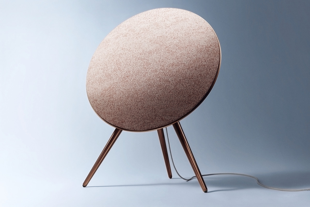 Bang &amp;amp; Olufsen Beosound A9 in Sienna Brown with Woolscape Mineral Red fabric by Kvadrat