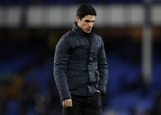 Arsenal manager Mikel Arteta appears frustrated on the touchline