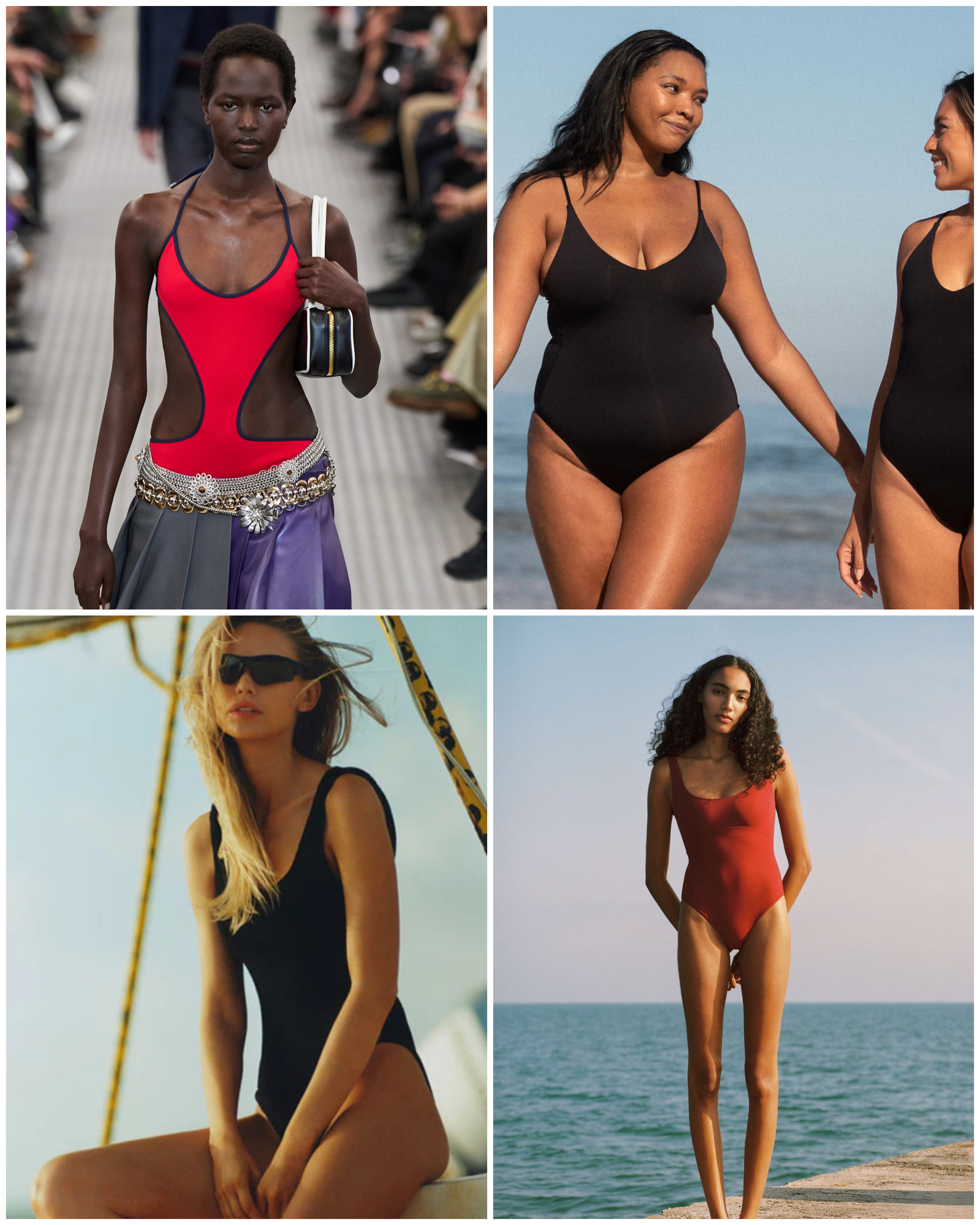 the sporty one-piece swim trend at Miu Miu, Left on Fridays, Hunza G, Lido