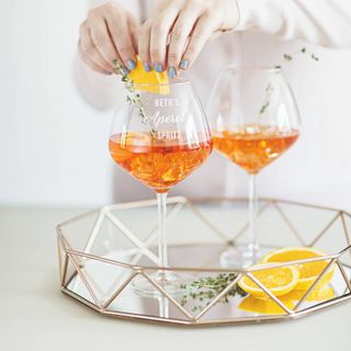 Personalised Aperol Spritz Glass – 2 full glasses on tray