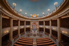 interior of restored Viennese synagogue, decorative and luxuriously detailed