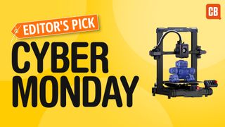 AnyCubic 3D printer on a yellow background that says Editor's Pick Cyber Monday