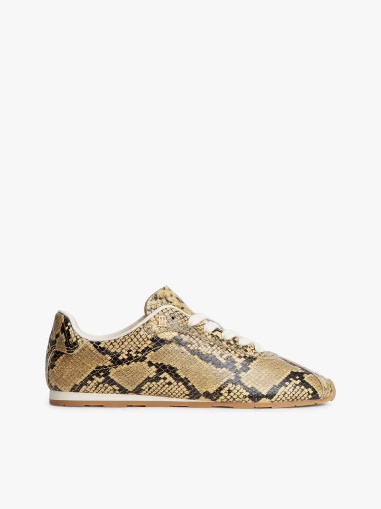 Snake Print Leather Trainers