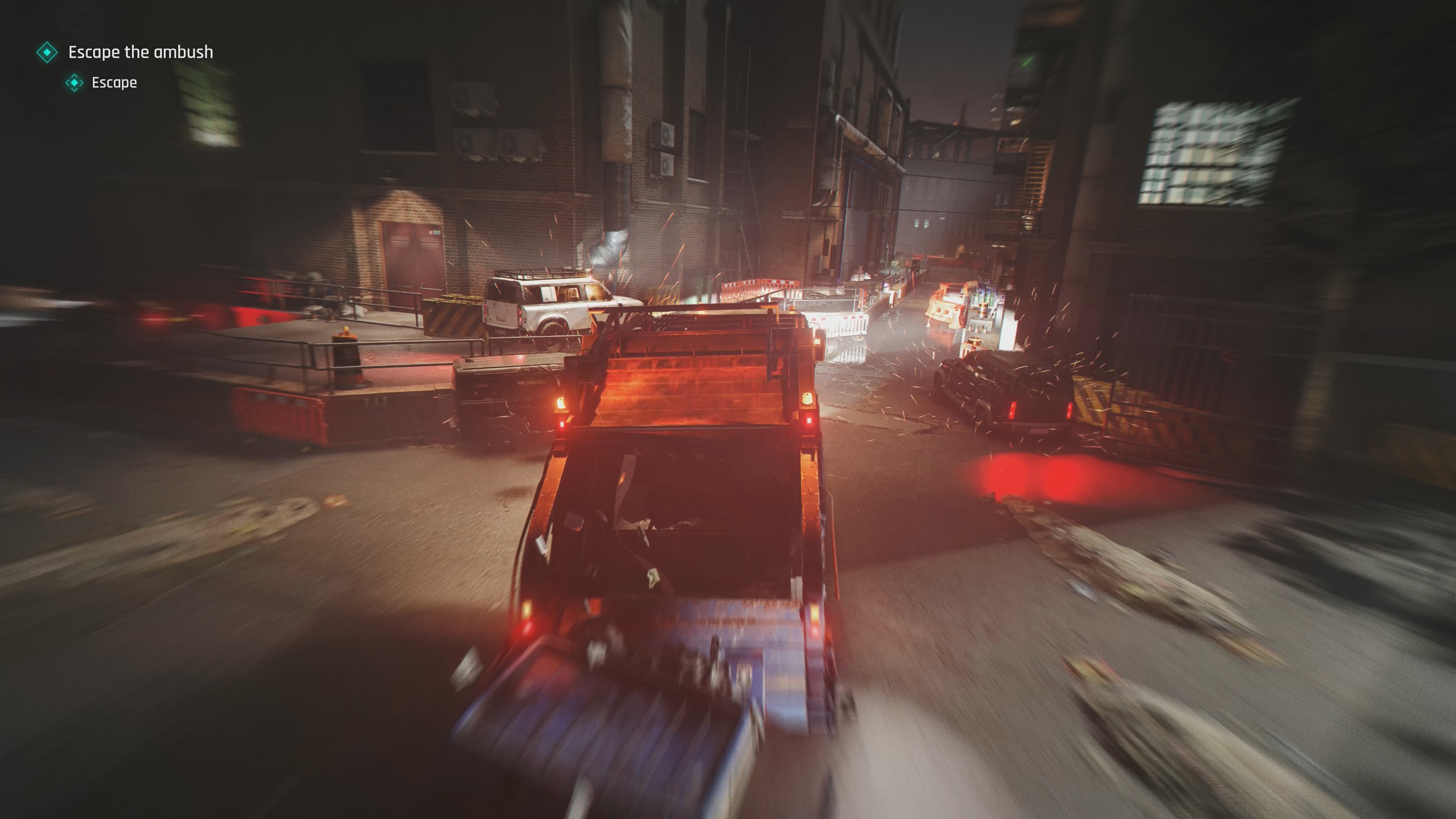 Bond drives garbage truck.