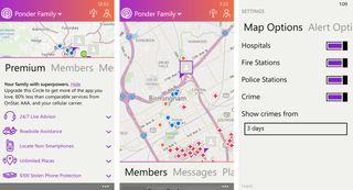 Life360 Premium Services, Map View and Options